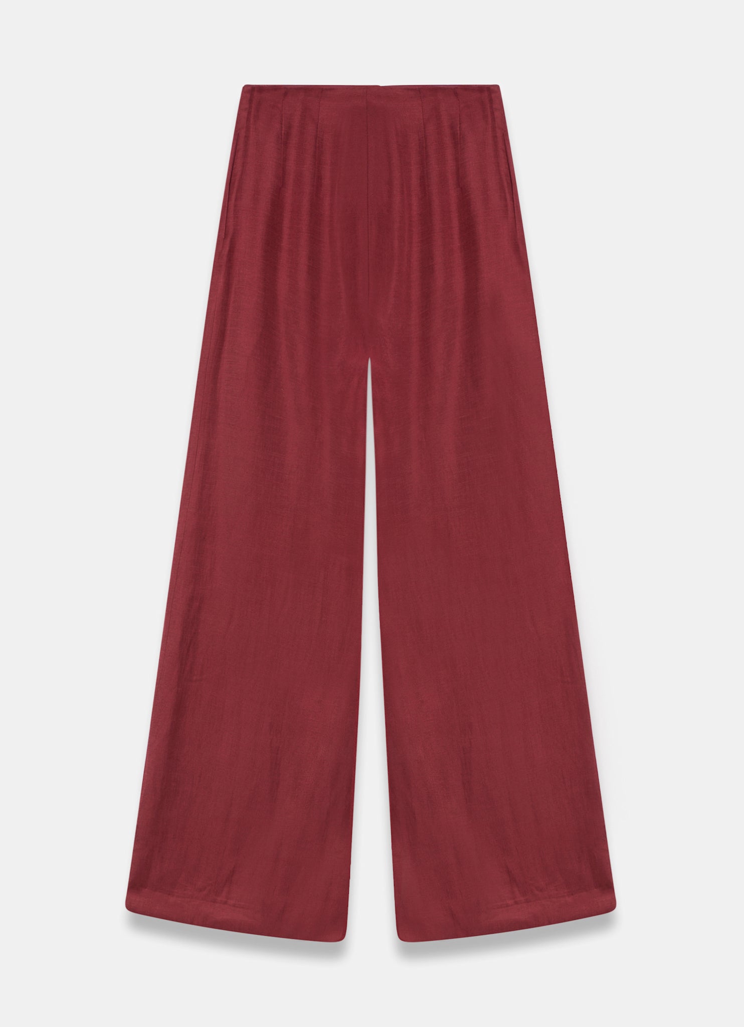 Burgundy Darted Wide Leg Trousers