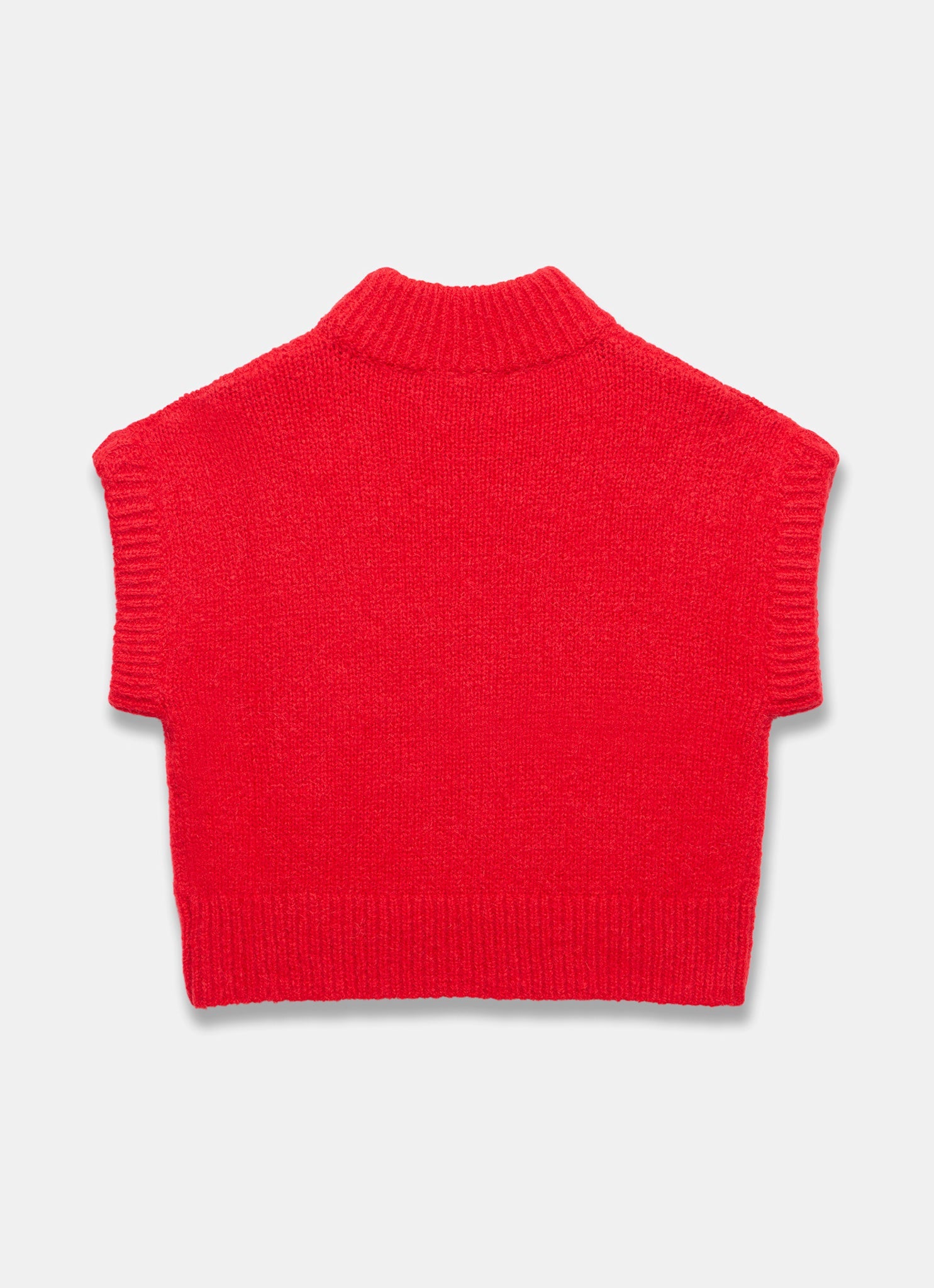Red Wool Blend High Neck Knit Top