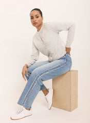 Light Indigo Wash Side Trim Boyfriend Jeans
