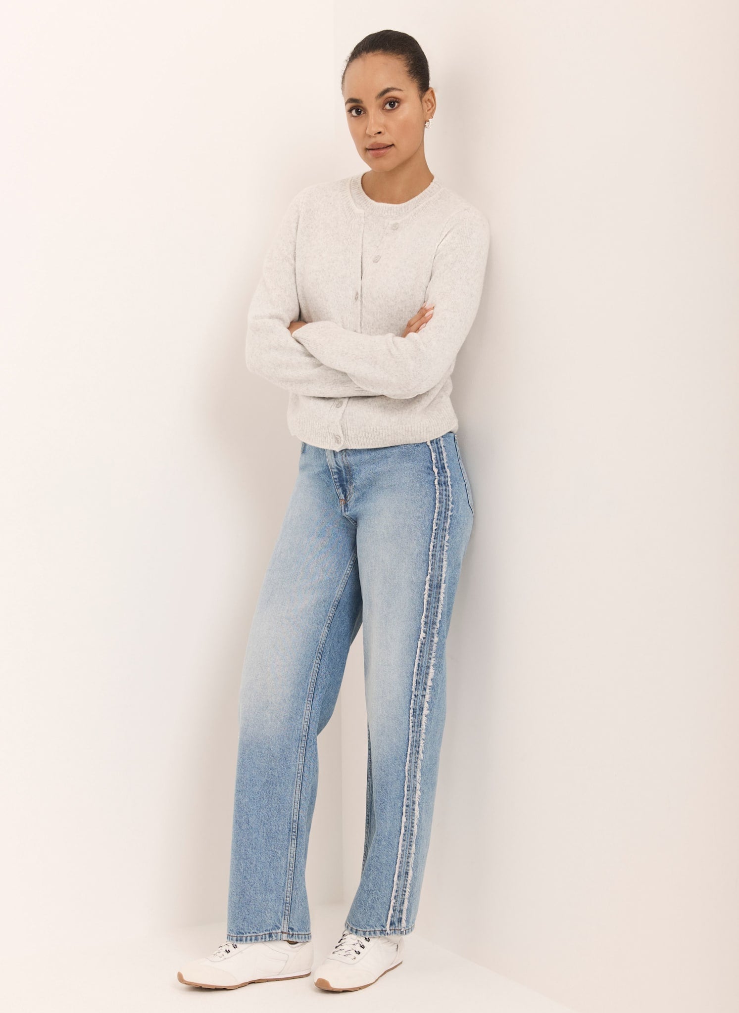 Light Indigo Wash Side Trim Boyfriend Jeans