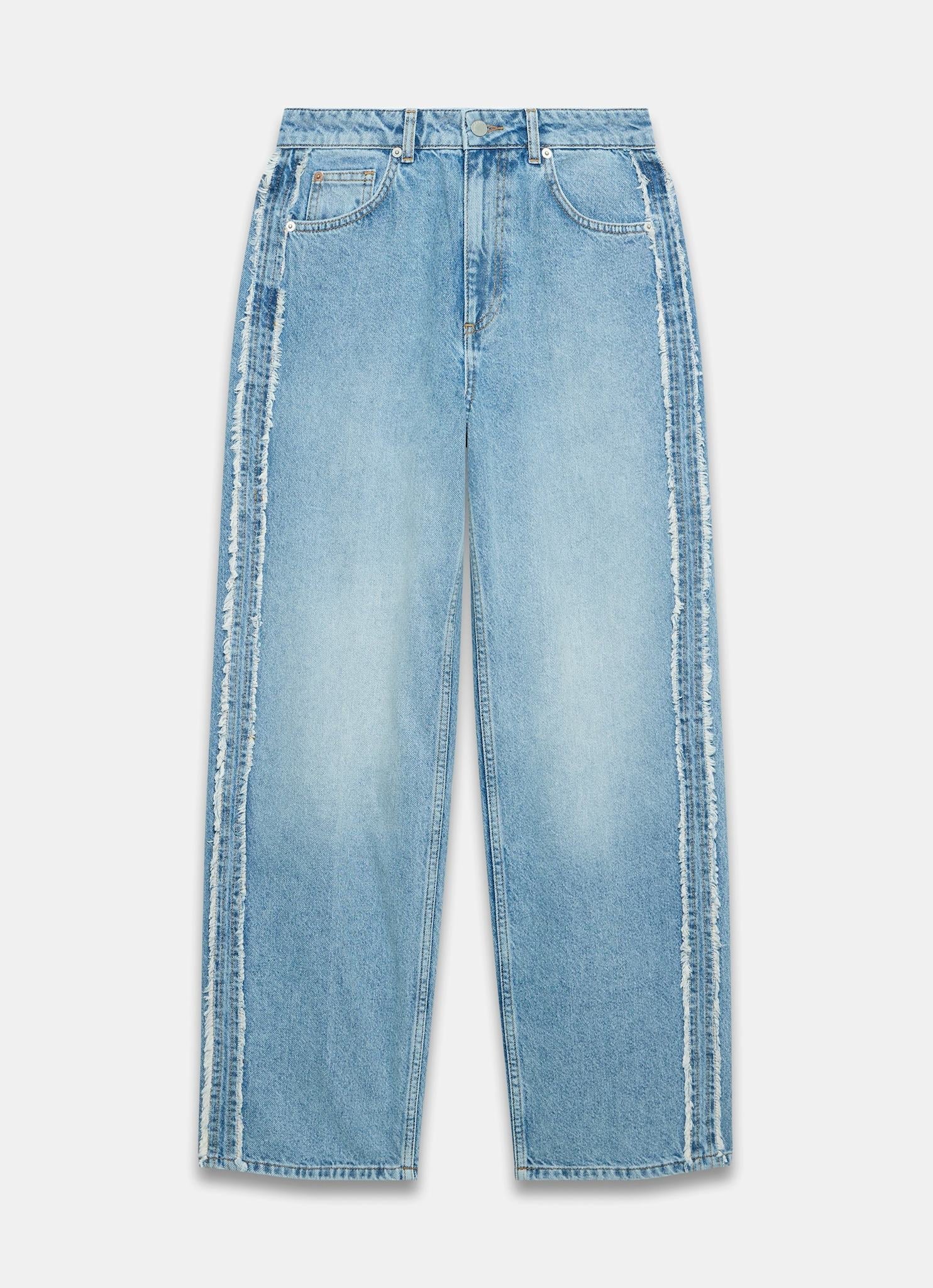 Light Indigo Wash Side Trim Boyfriend Jeans