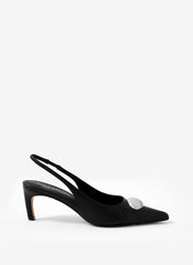 Ren Black Leather Sling Back Heels