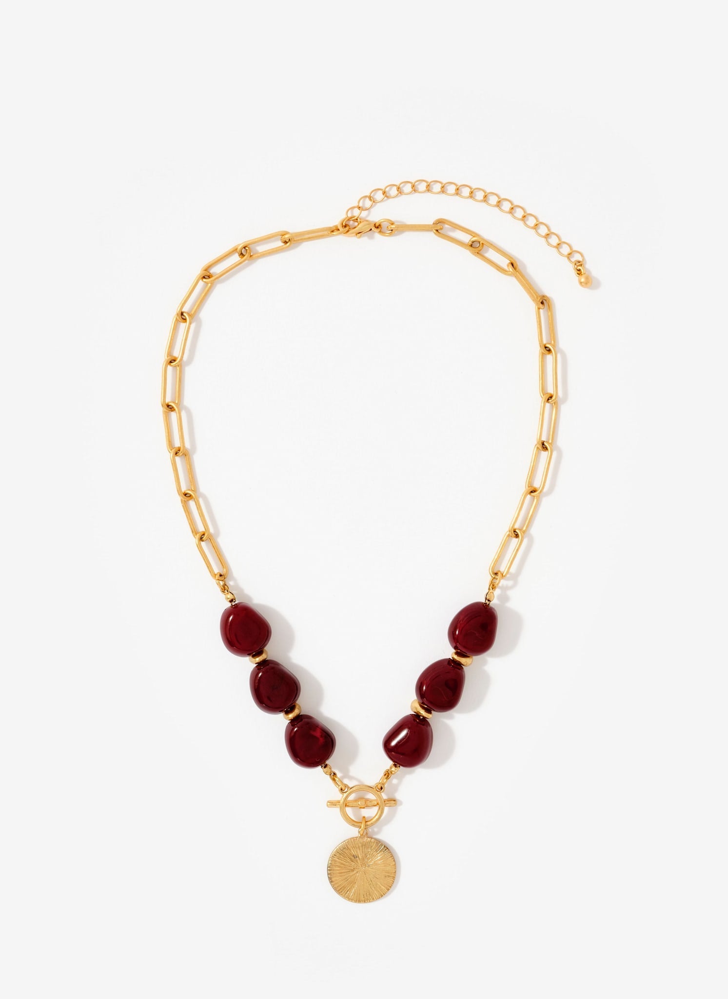 Gold Tone Beaded Coin Necklace