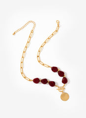 Gold Tone Beaded Coin Necklace