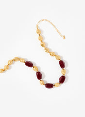 Gold Tone Resin Chunky Beaded Necklace