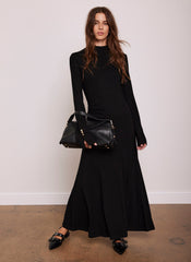 Black Ribbed Jersey Maxi Dress