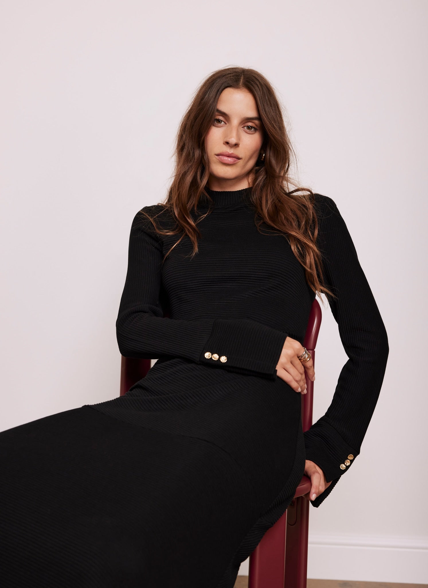 Black Ribbed Jersey Maxi Dress