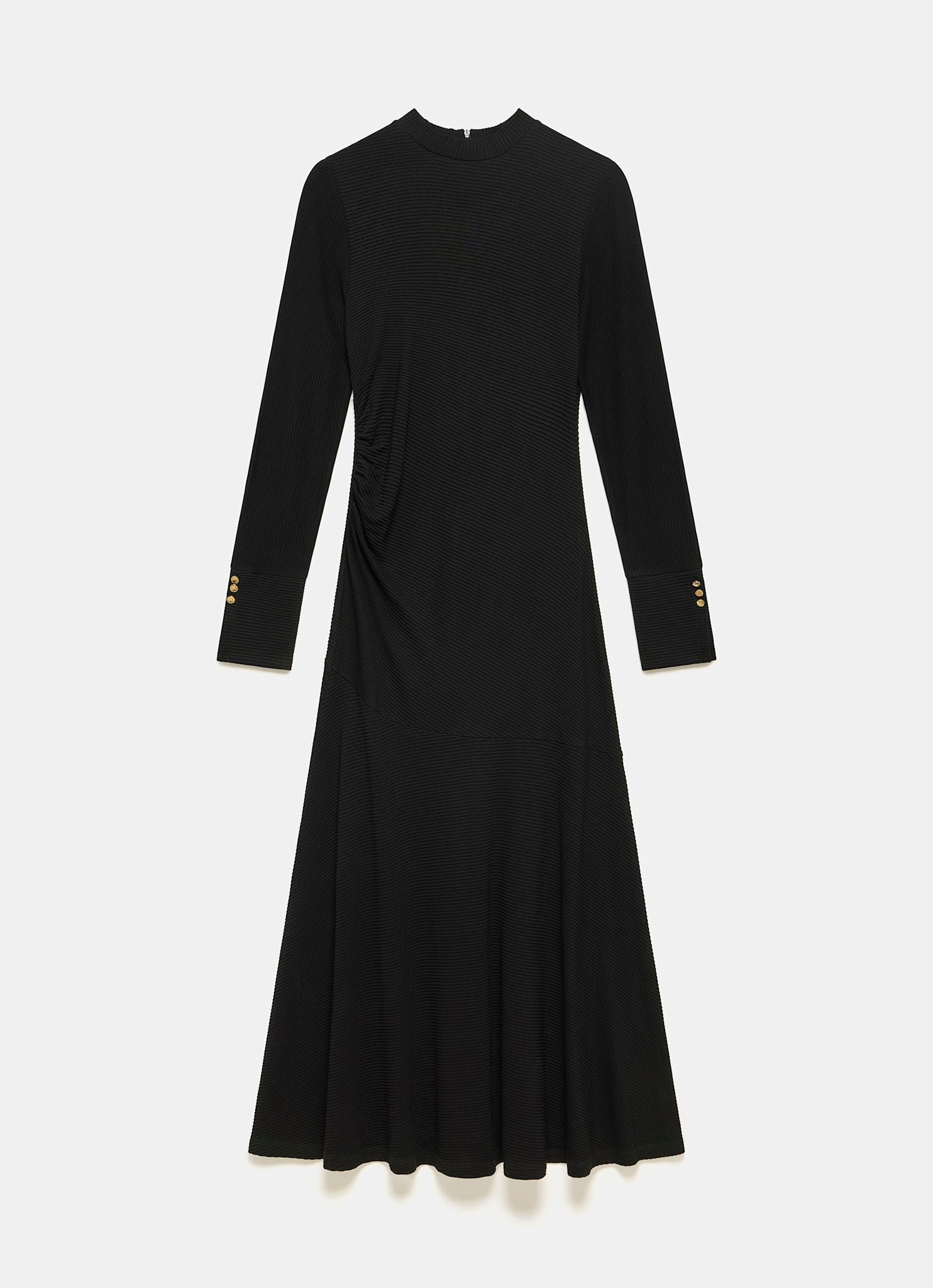 Black Ribbed Jersey Maxi Dress