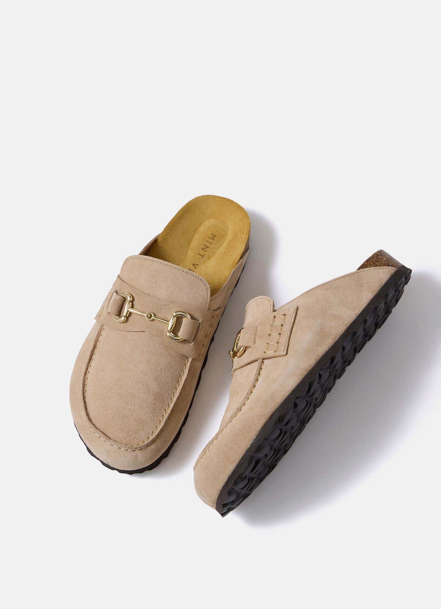 Roma Neutral Suede Backless Clogs