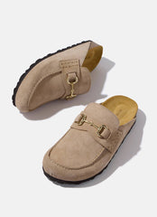 Roma Neutral Suede Backless Clogs