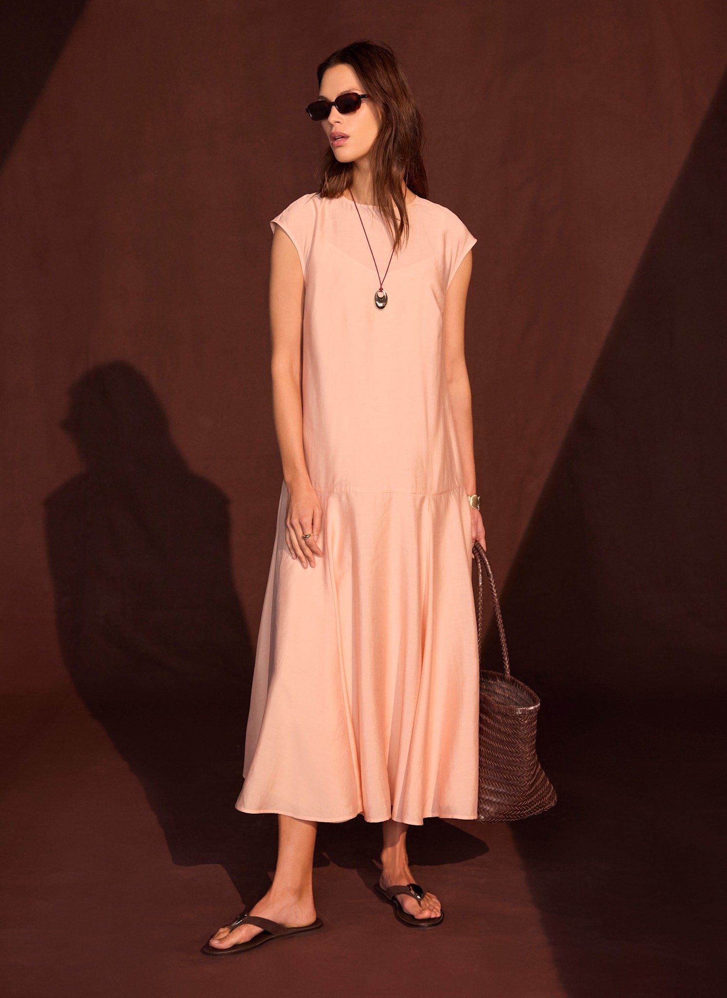 Pink Full Hem Midi Dress