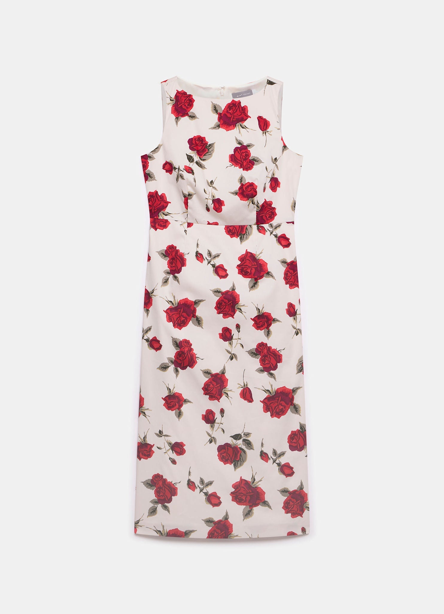 Red Rose Print Midi Dress