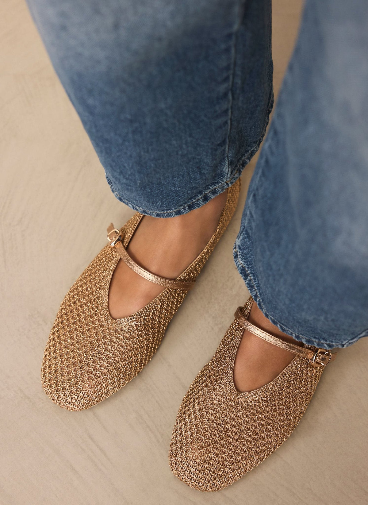 Rosie Gold Woven Pumps