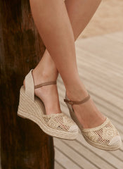 Roxy Gold Espadrille Wedge Sandals