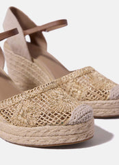Roxy Gold Espadrille Wedge Sandals