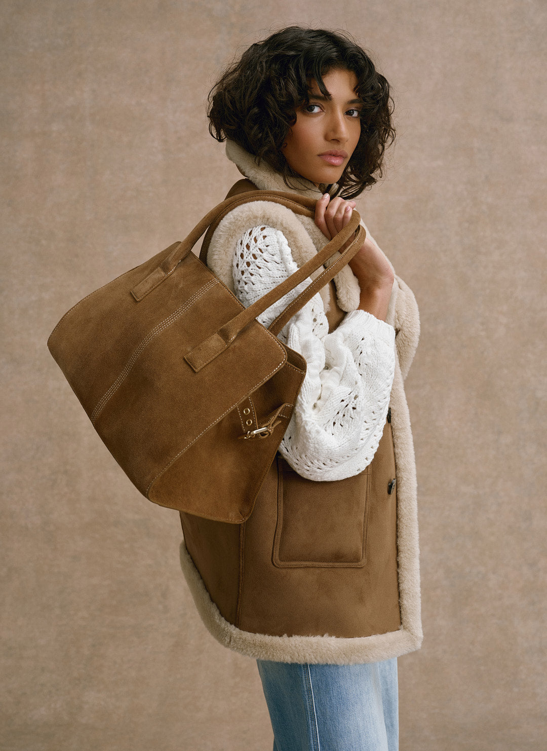 Rue Tan Suede Tote Bag