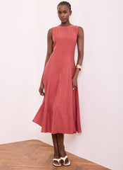 Red Sleeveless Midi Dress