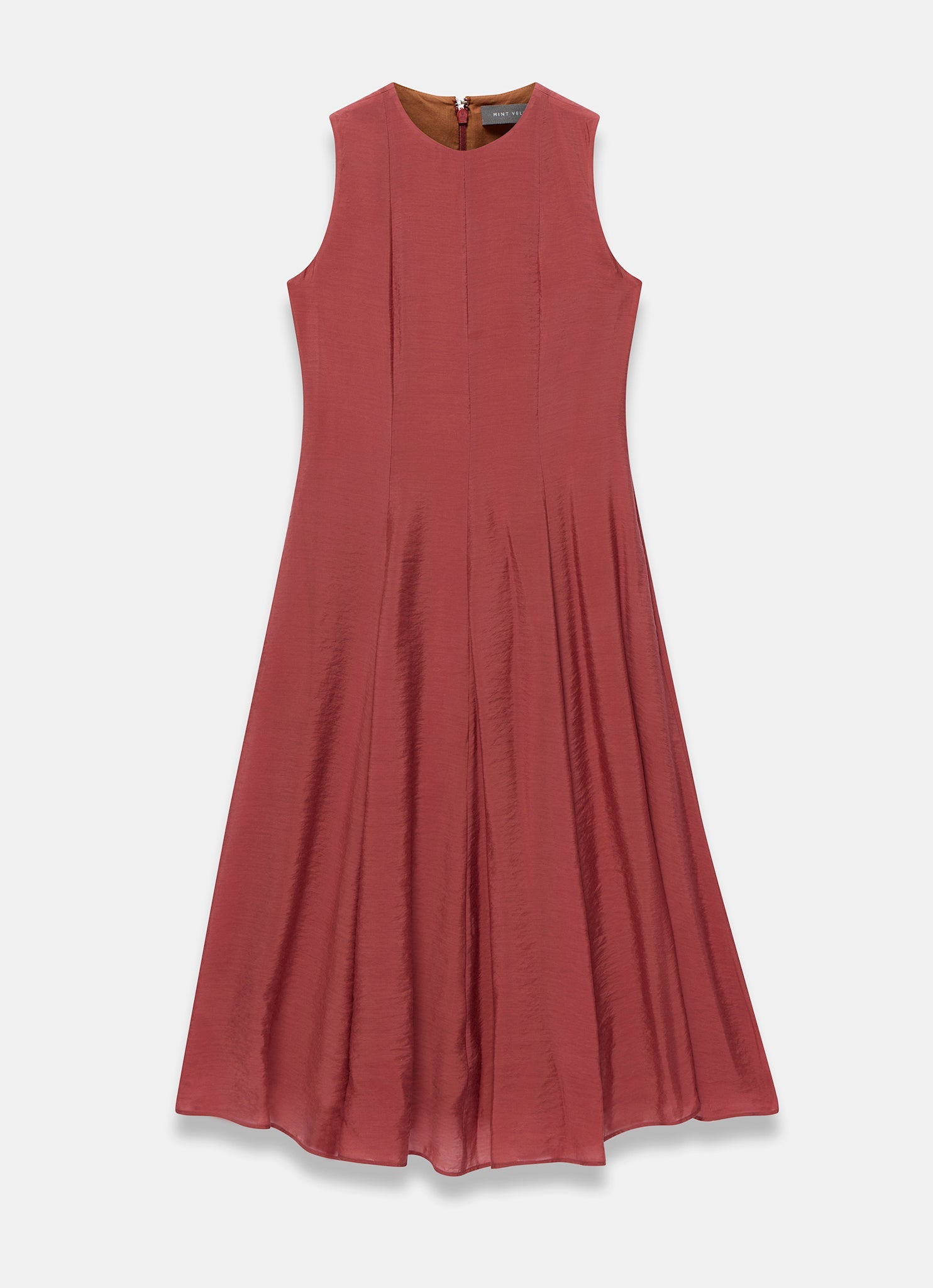 Red Sleeveless Midi Dress