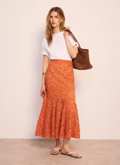 Orange Lace Maxi Skirt