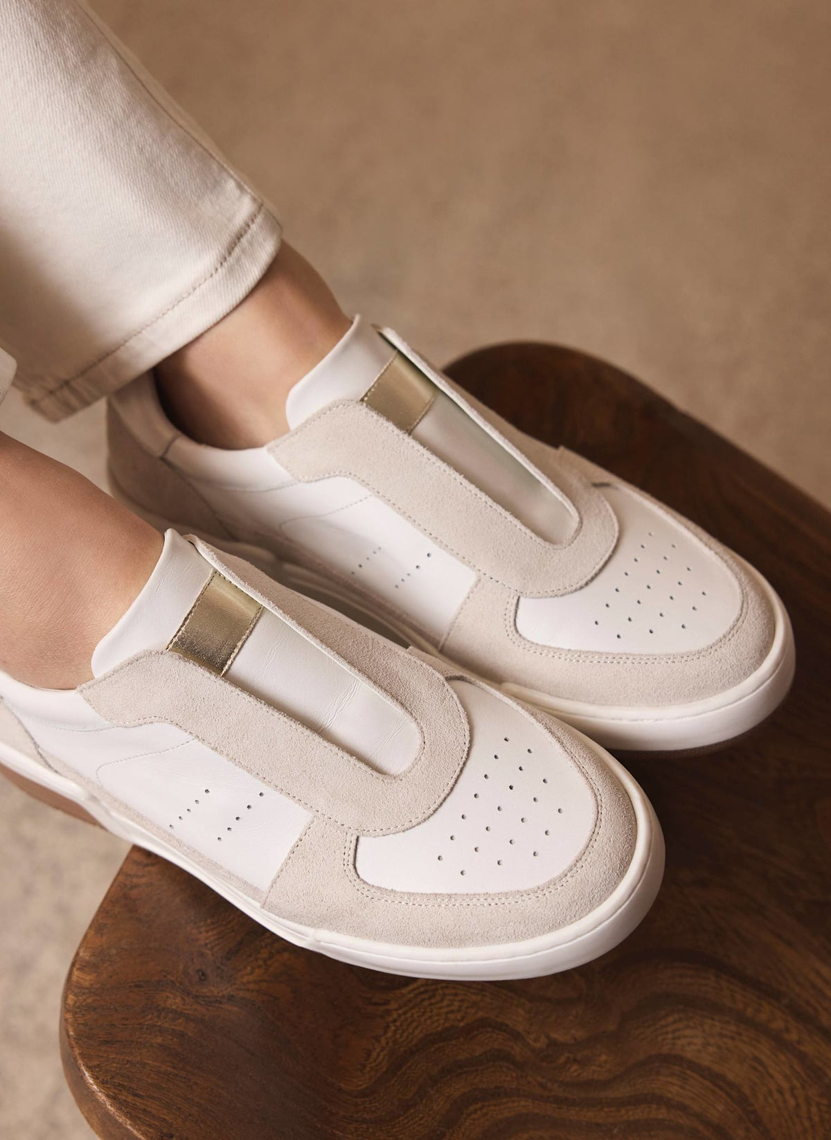 Rylie White Suede Slip On Trainers