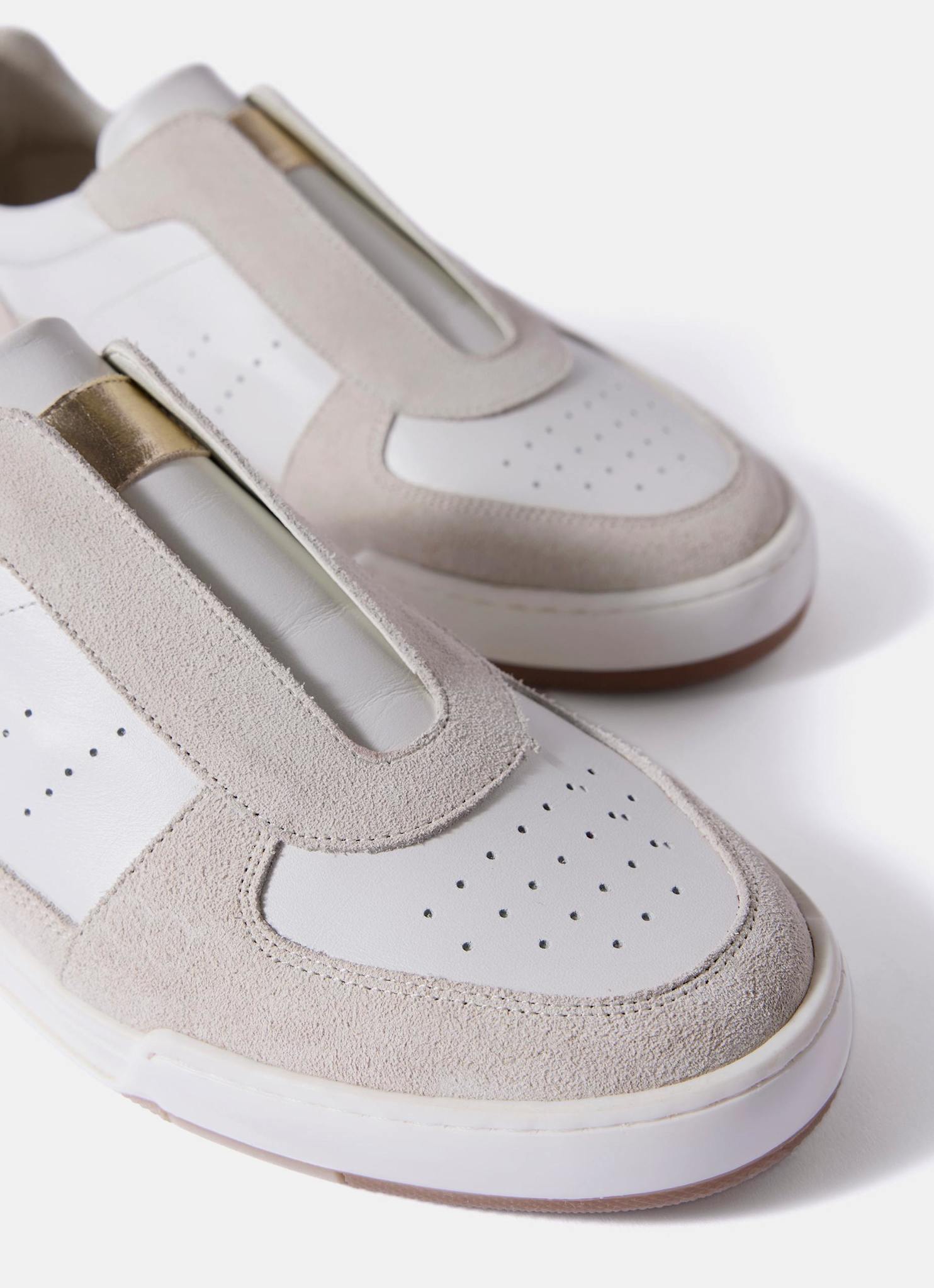 Rylie White Suede Slip On Trainers