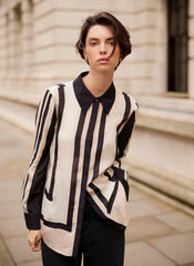 Pink and Black Stripe Print Shirt