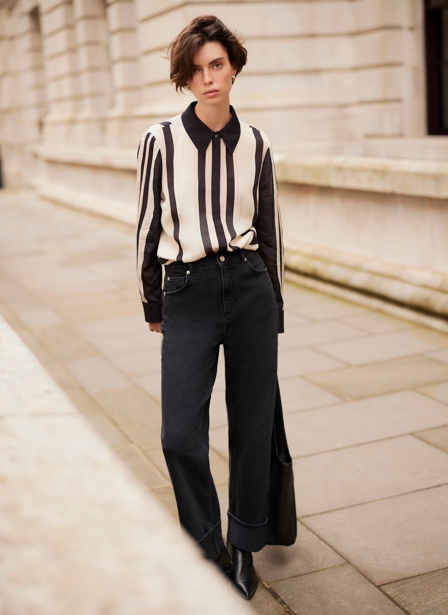Pink and Black Stripe Print Shirt