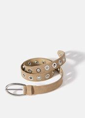 Neutral Suede Eyelet Belt