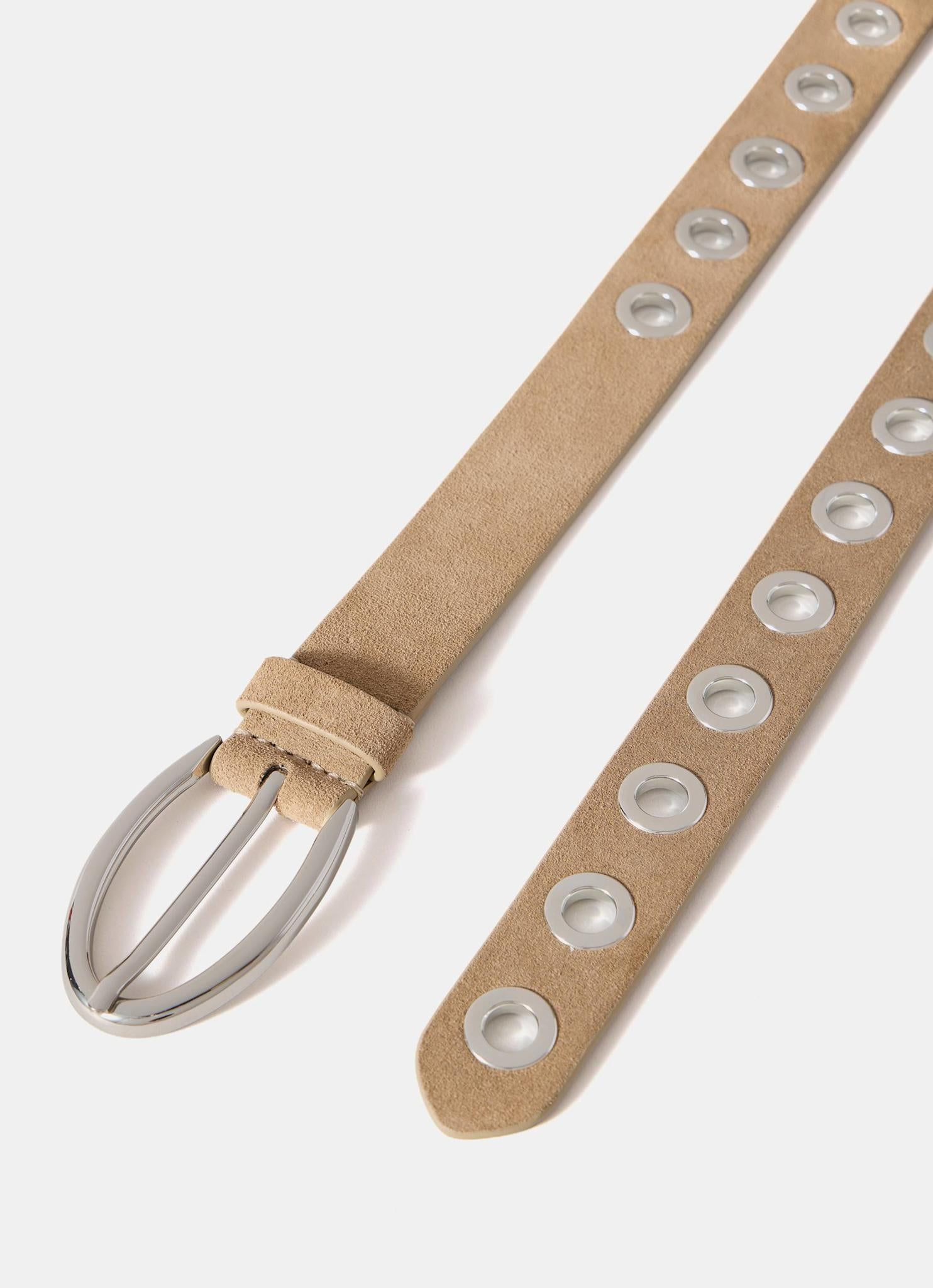 Neutral Suede Eyelet Belt
