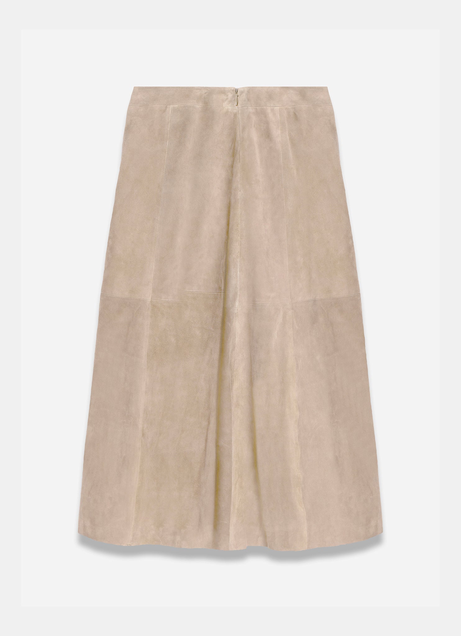 Neutral Suede Godet Midi Skirt