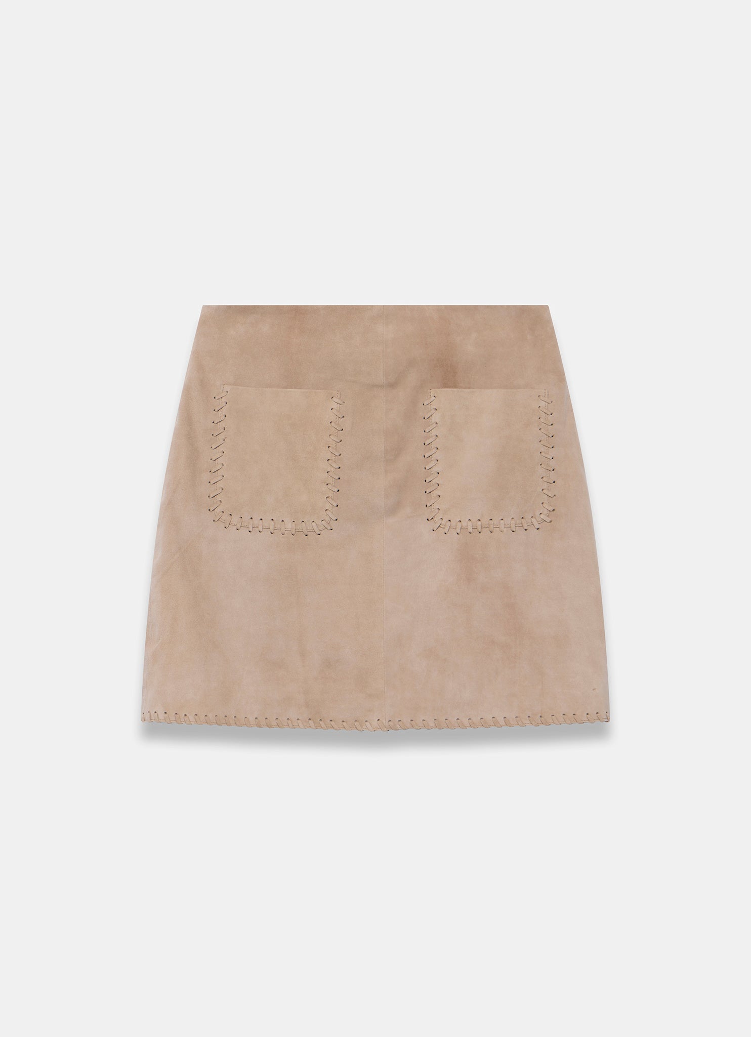 Neutral Suede Stitch Mini Skirt