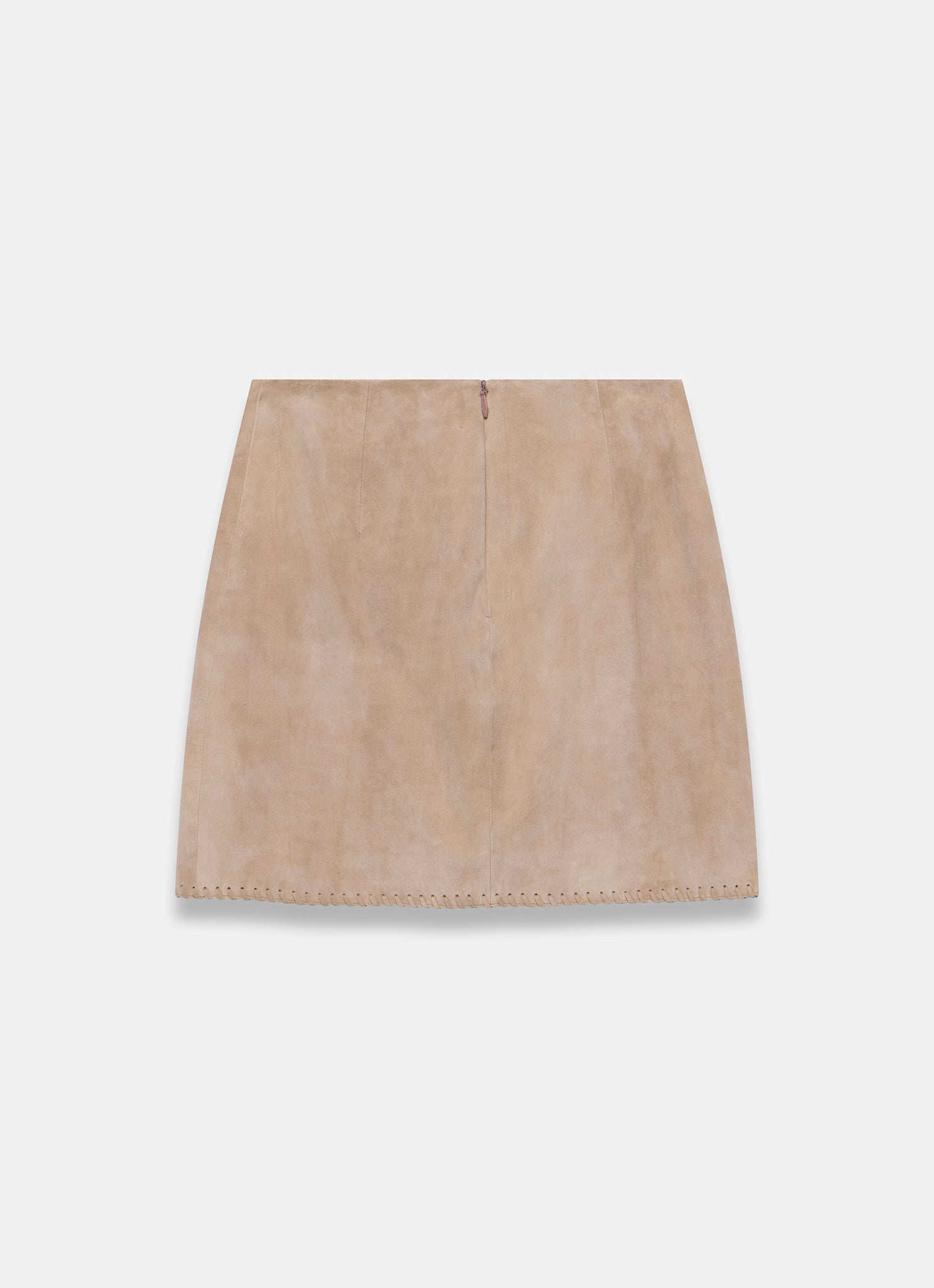 Neutral Suede Stitch Mini Skirt