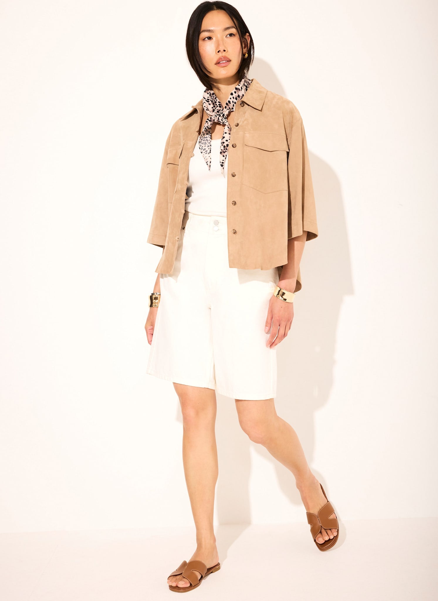 Neutral Suede Oversized Shirt