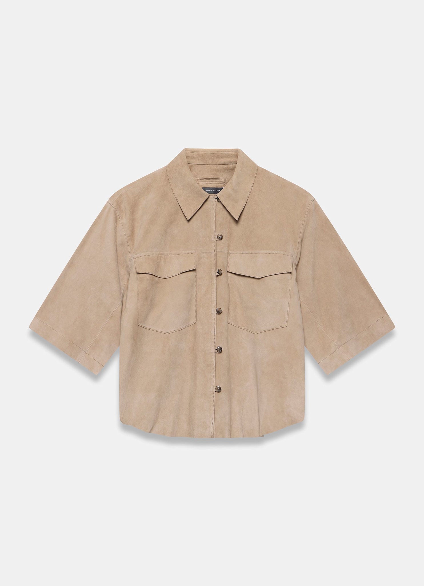 Neutral Suede Oversized Shirt