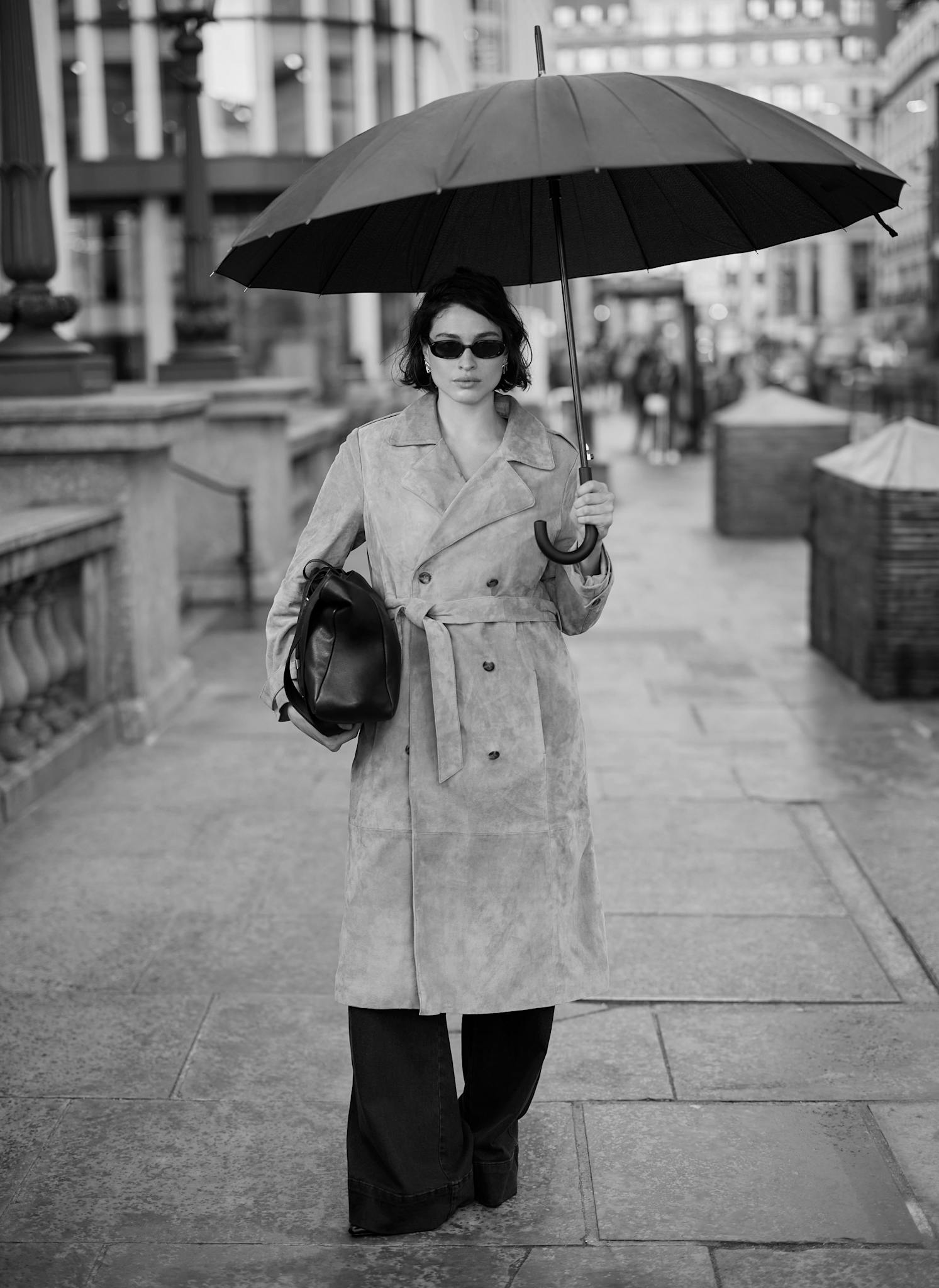 Neutral Suede Trench Coat