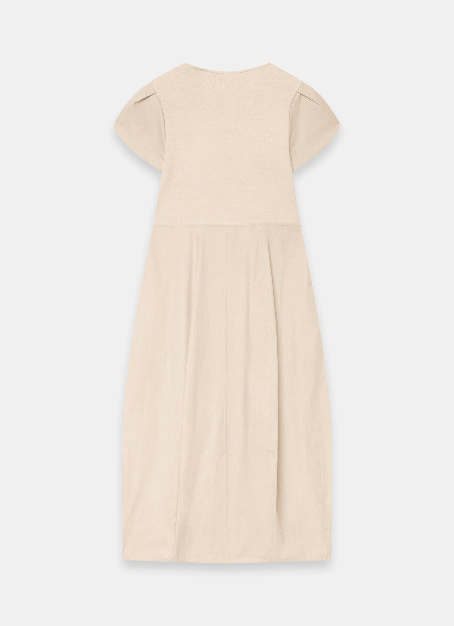 Neutral Cotton Blend Tulip Hem Midi Dress