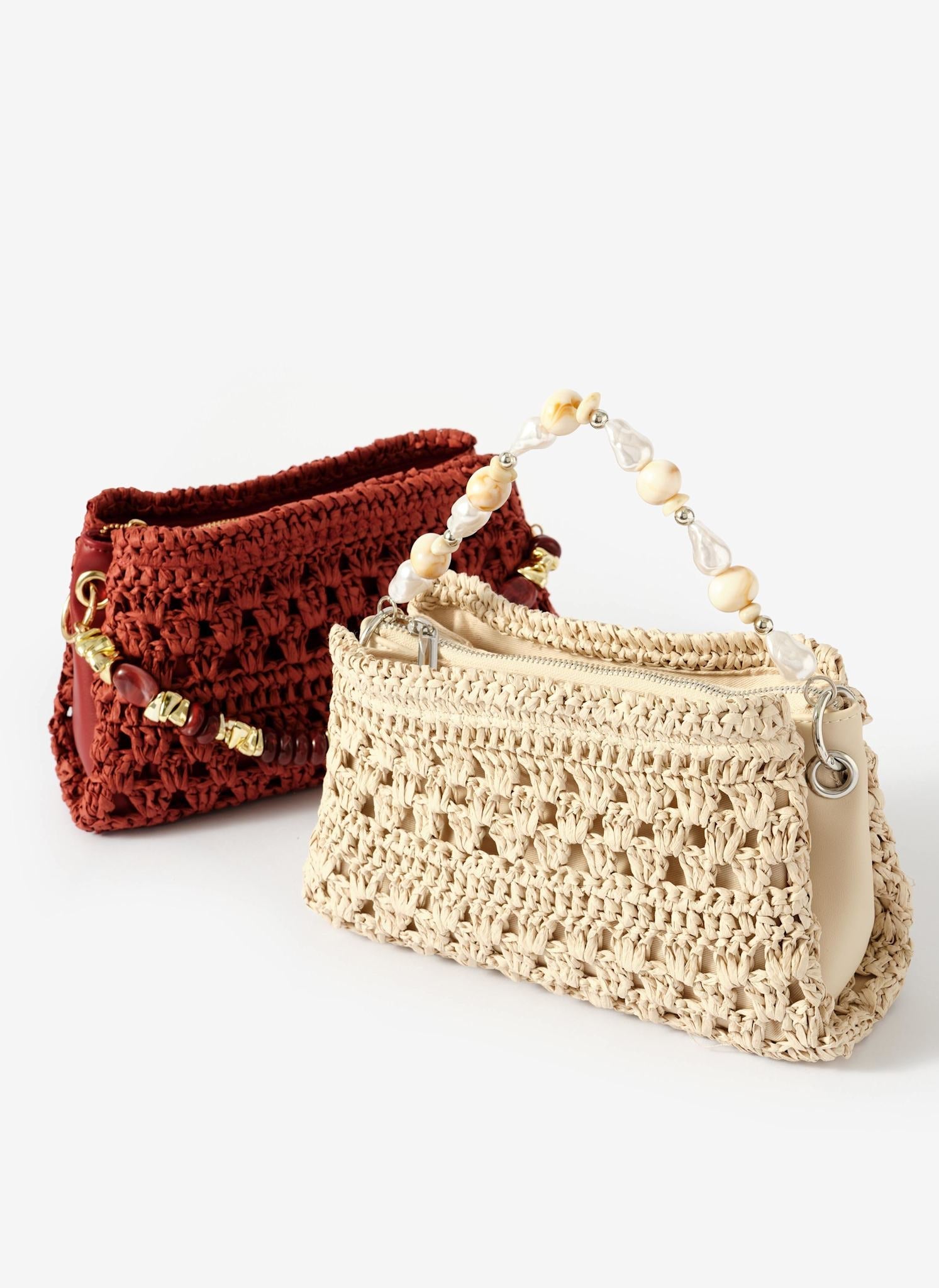 Sara Cream Woven Crossbody Bag