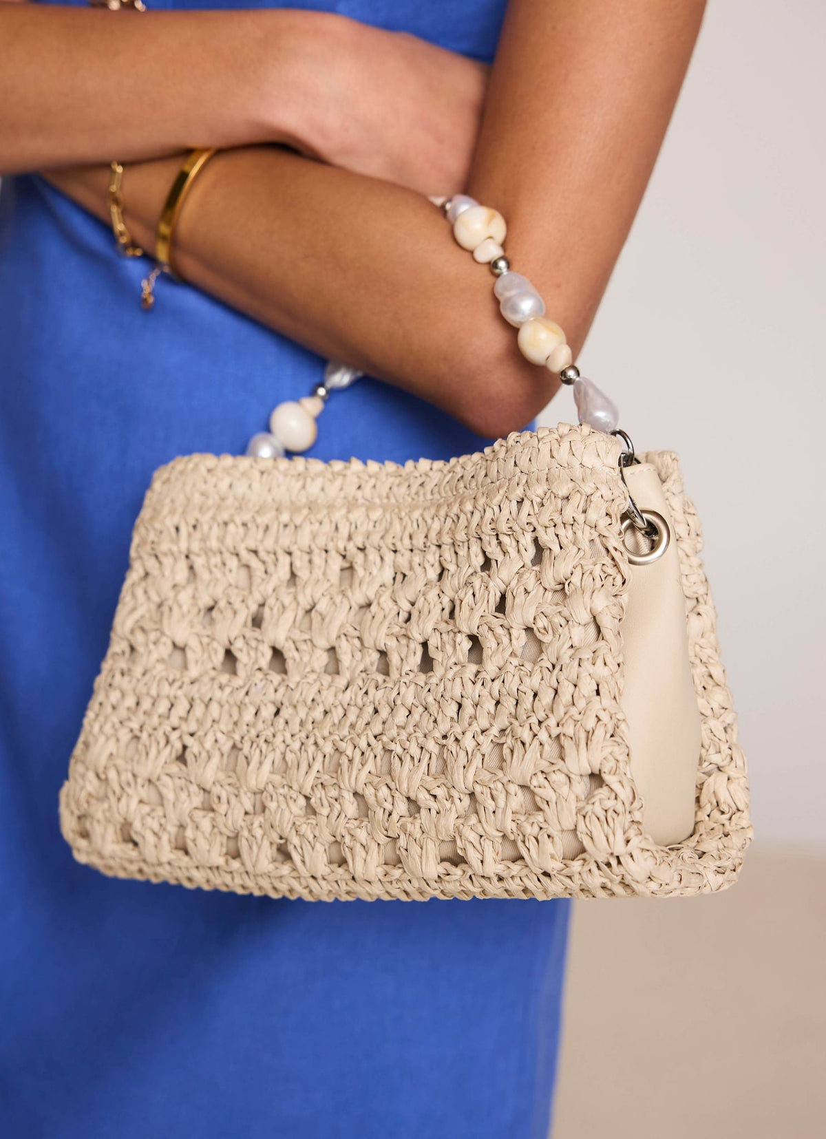 Sara Cream Woven Crossbody Bag