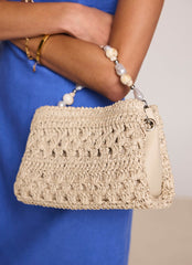 Sara Cream Woven Crossbody Bag