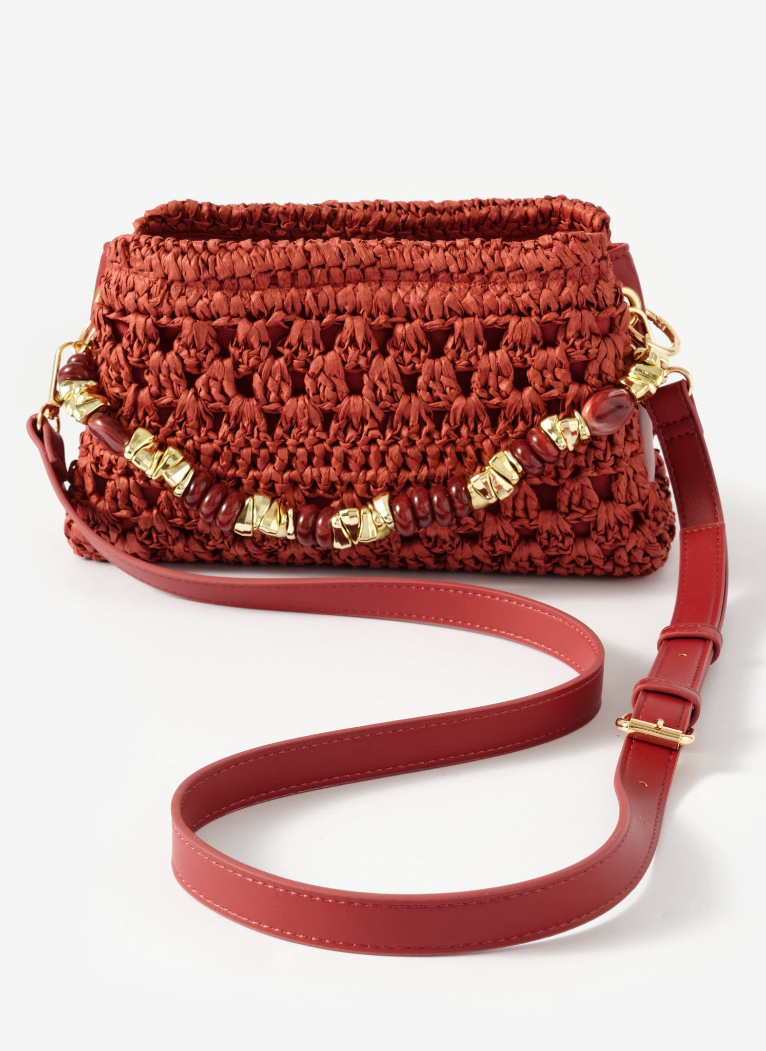 Sara Red Woven Crossbody Bag
