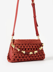 Sara Red Woven Crossbody Bag