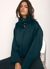 Teal Satin Bomber Jacket