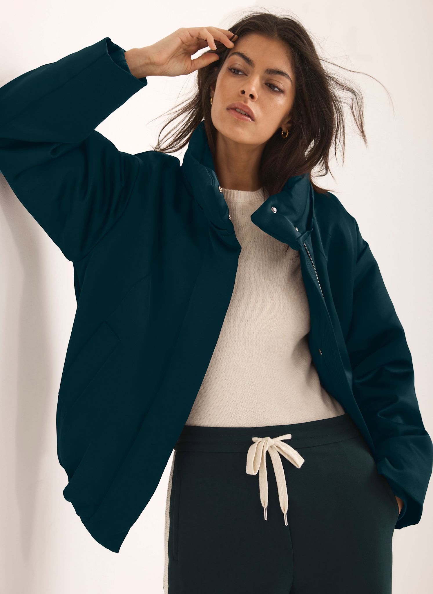 Teal Satin Bomber Jacket