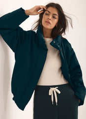 Teal Satin Bomber Jacket