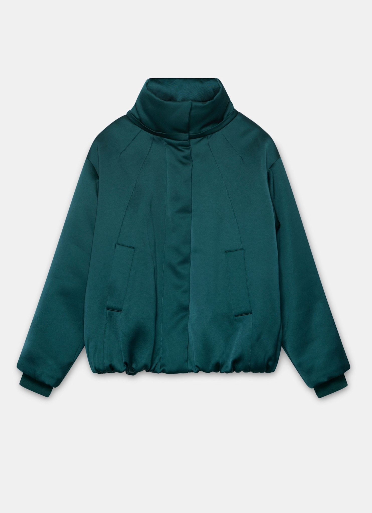Teal Satin Bomber Jacket