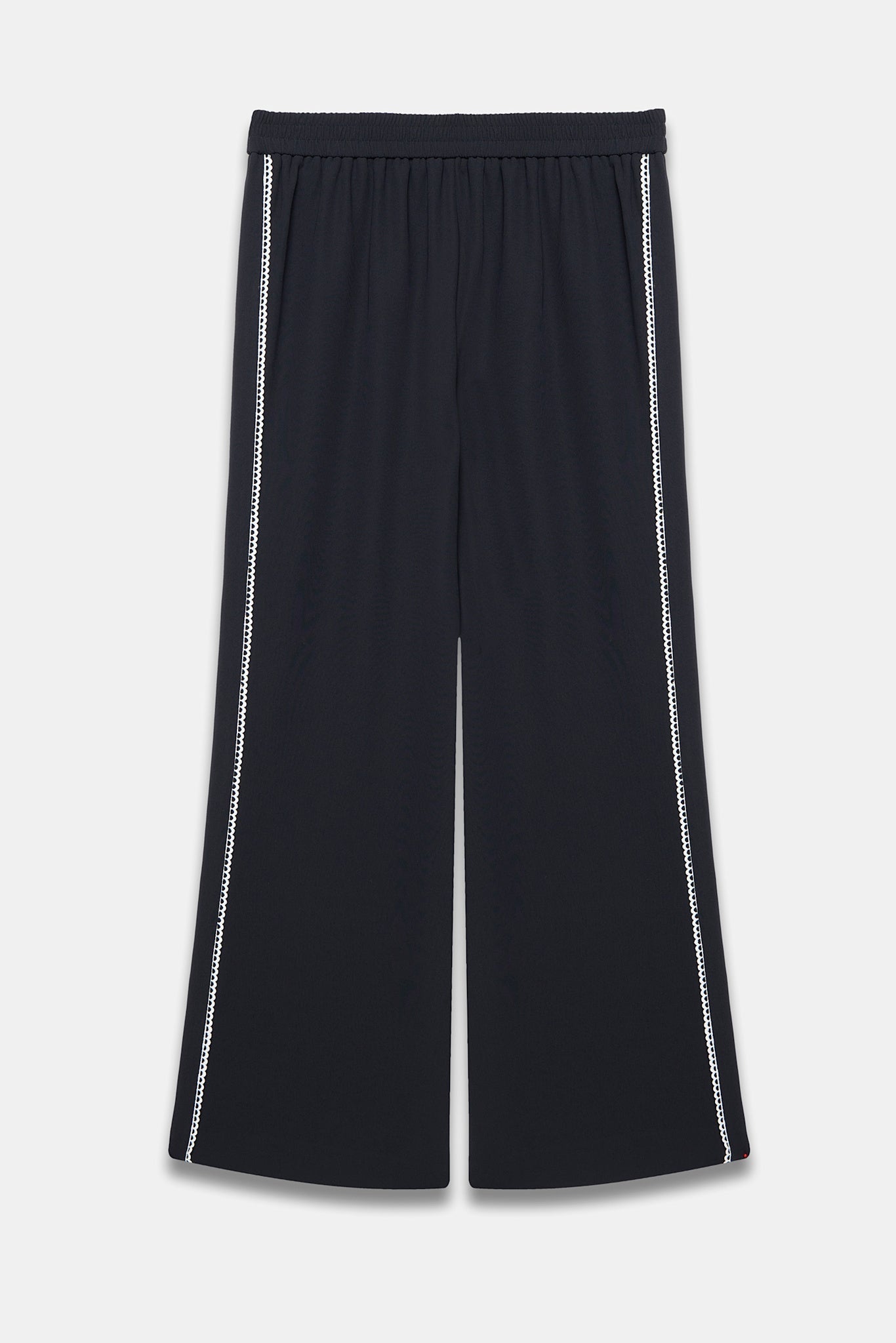 Navy Scallop Side Stripe Wide Trousers