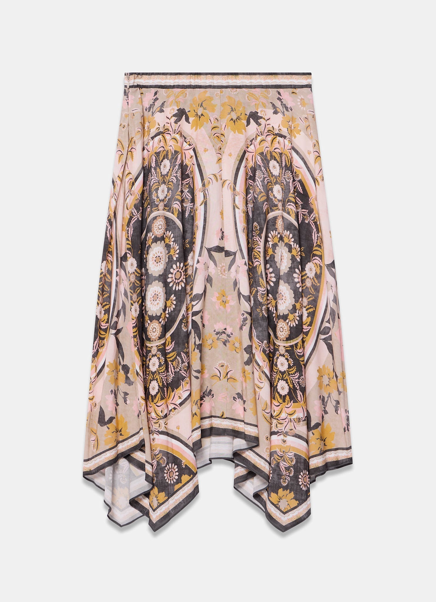 Black Floral Print Midi Skirt