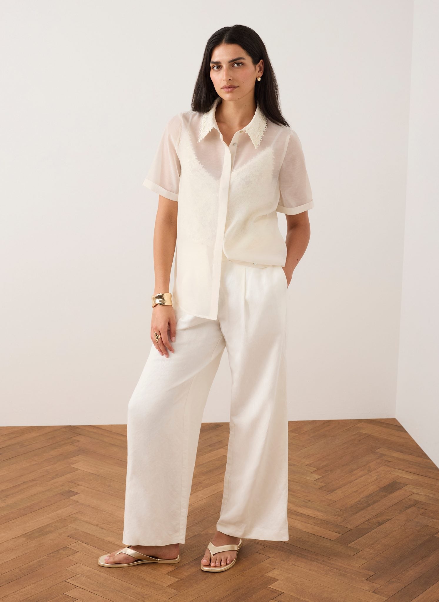 Cream Lace Layered Shirt