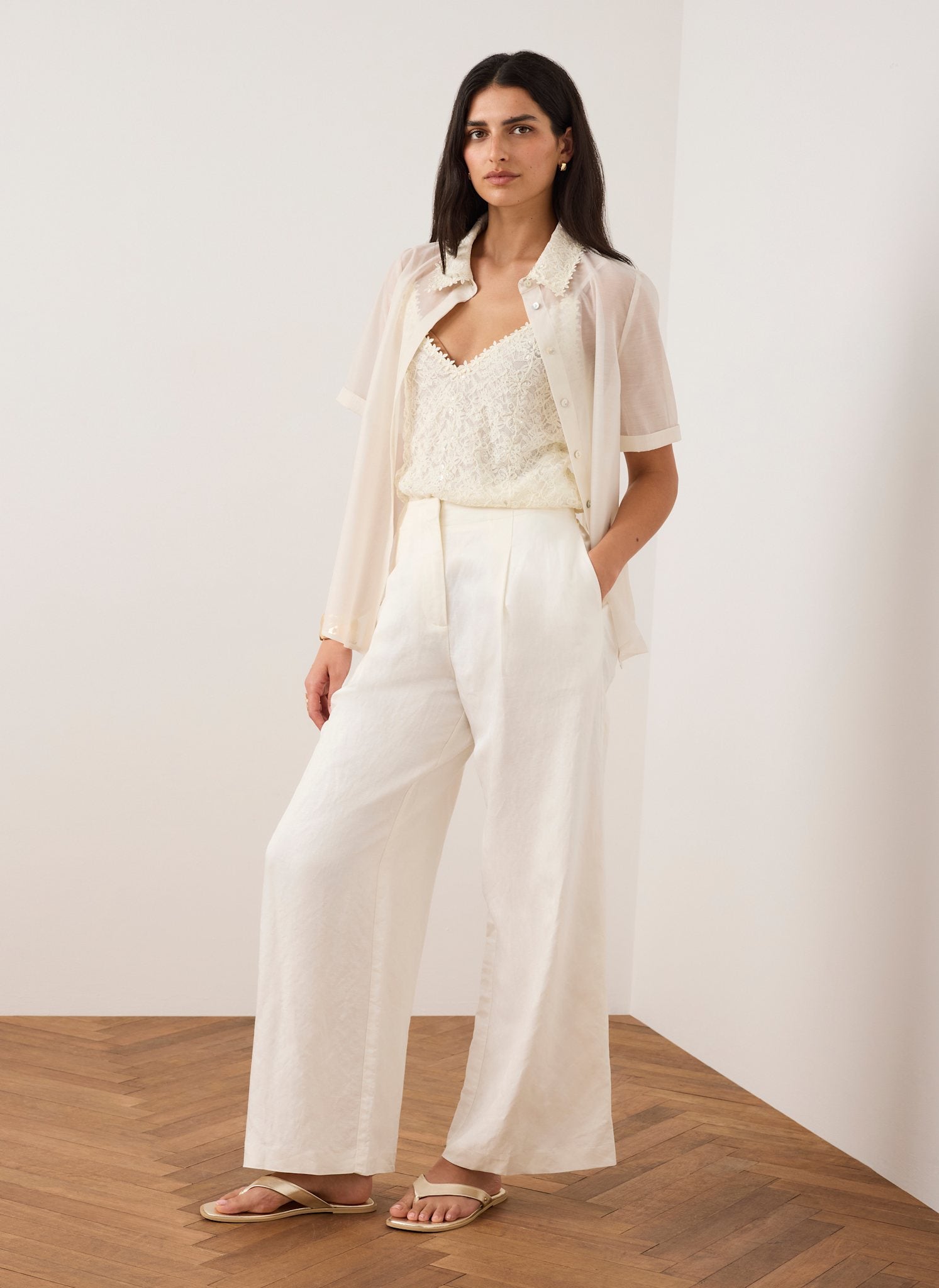 Cream Lace Layered Shirt