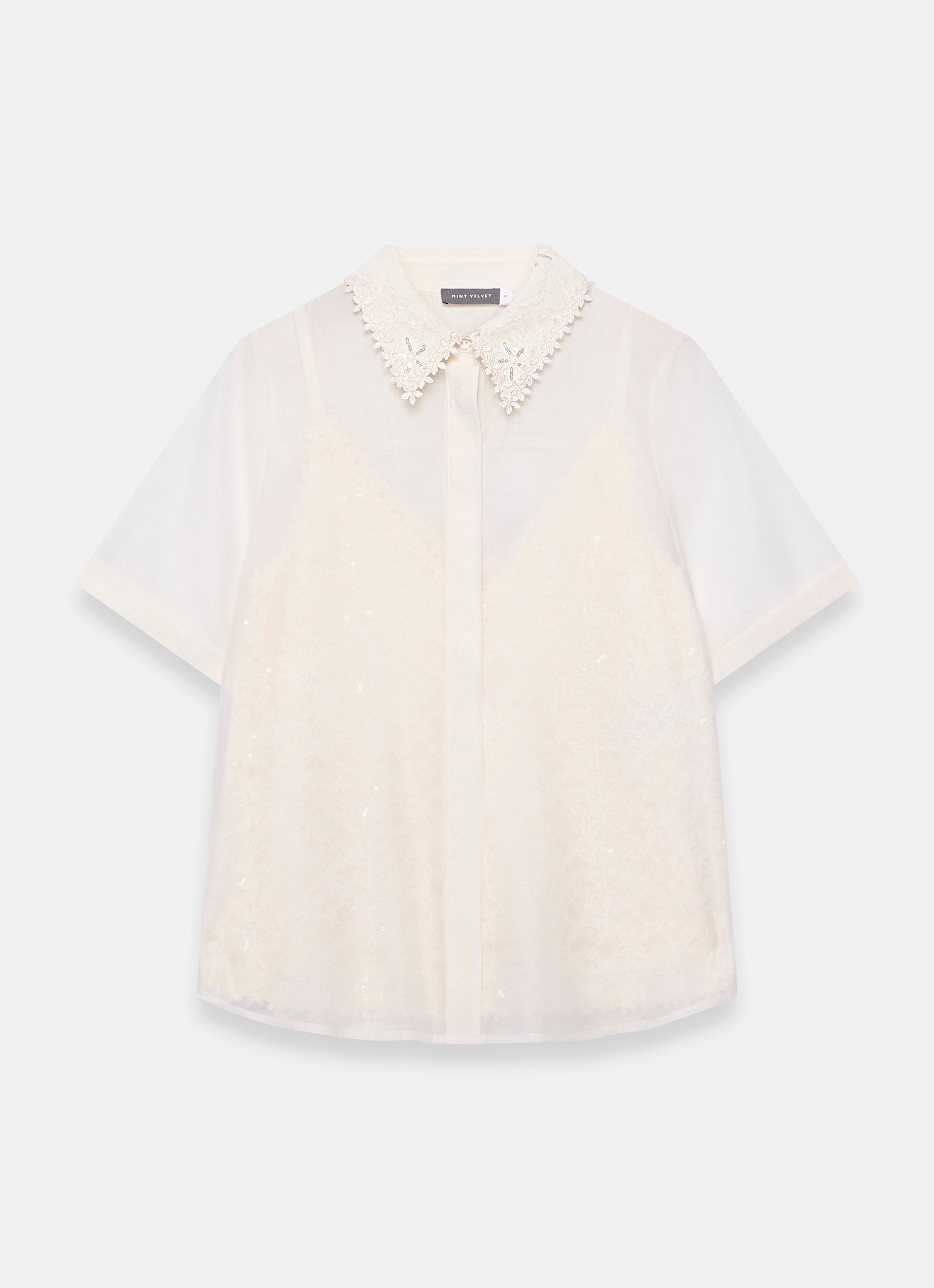Cream Lace Layered Shirt